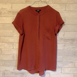 Burnt Orange/Red Vera Wang Short Sleeved Blouse - Size Small